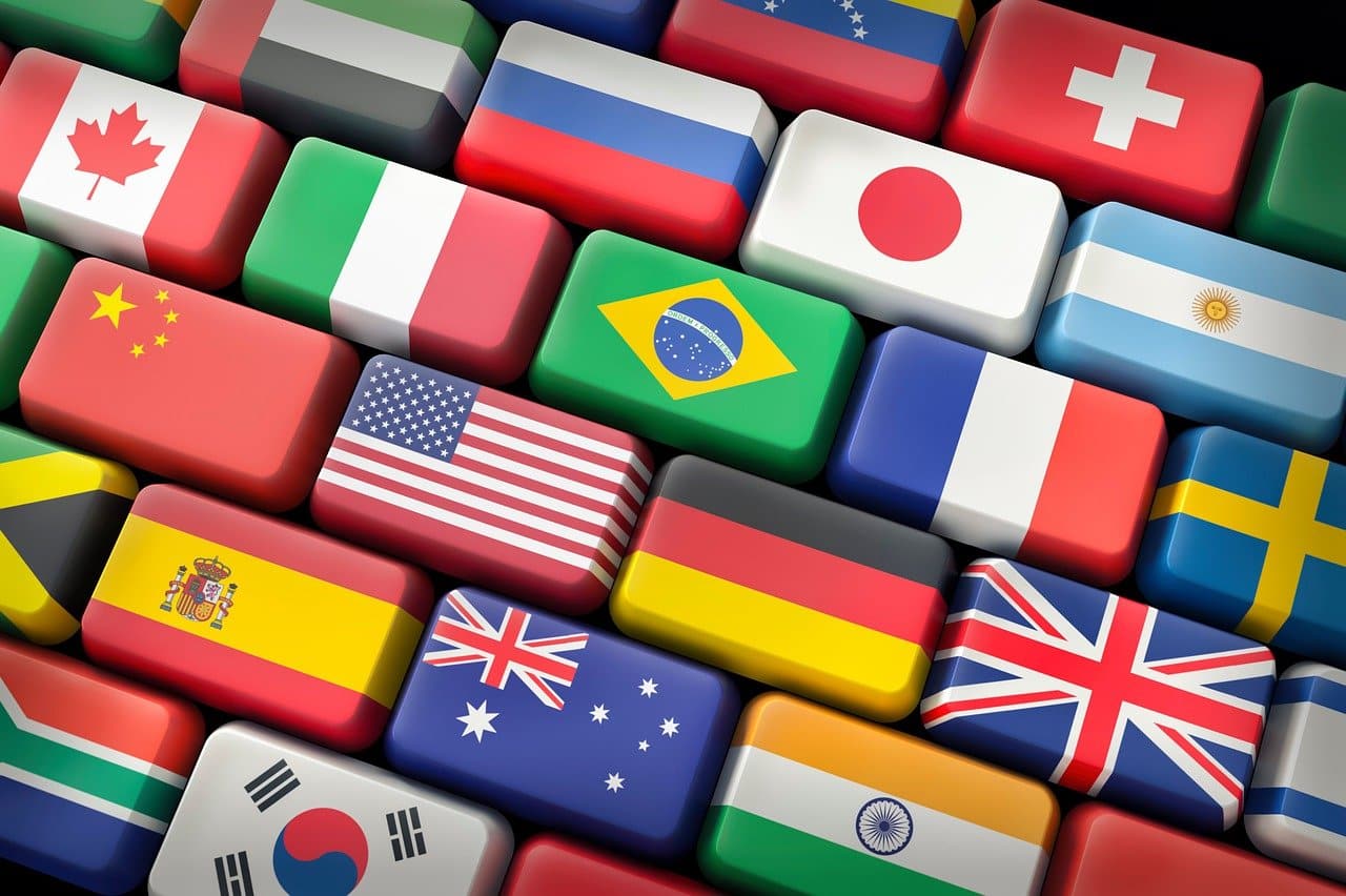 teclado con banderas de muchos países